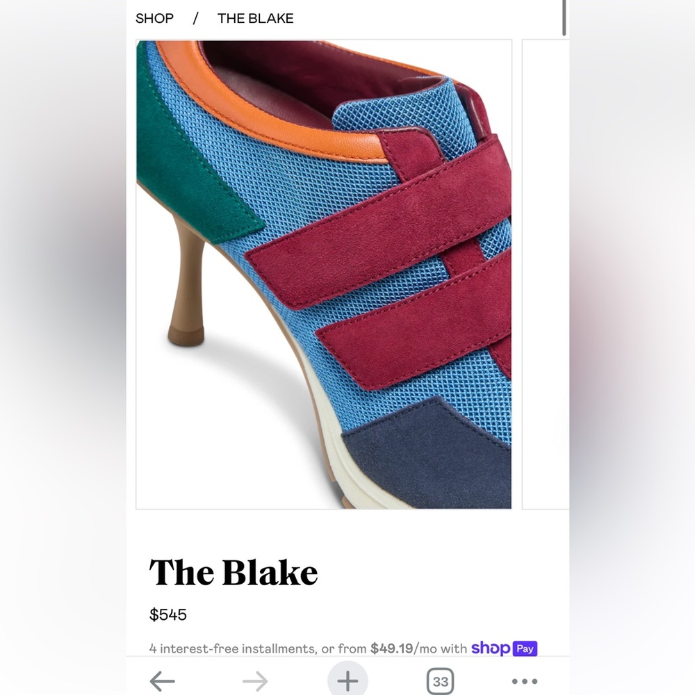 Vibrant Blue and Red Heels with Modern Color-Block Design